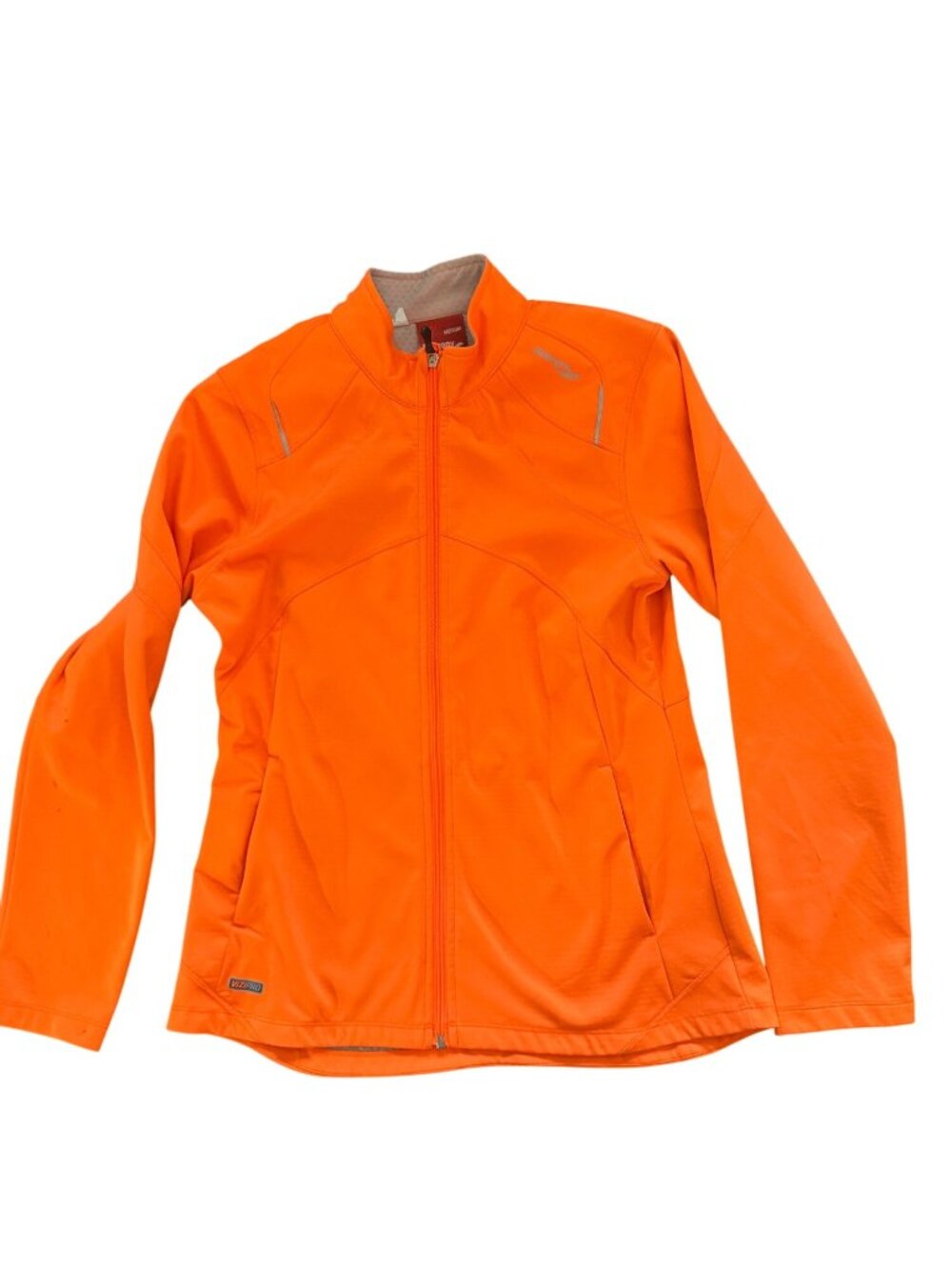 Saucony Womens Medium Bright Orange Full-Zip Jacket With Reflective Accents